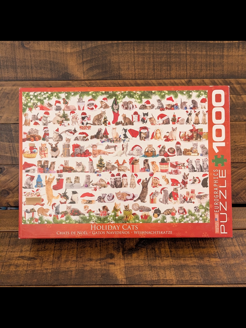 Holiday Cats 1000 Piece Jigsaw Puzzle Eurographics Made in the USA 19" x 26"